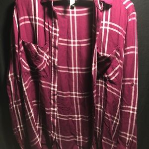 Maroon and White Express Plaid Shirt